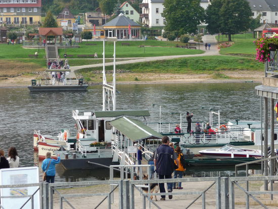 Mit einer Gierseilfähre ging es über die Elbe von Oberrathen nach Niederrathen