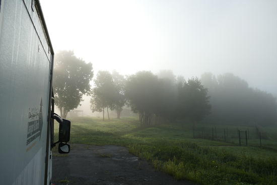Morgenstimmung an unserem Stellplatz am Weiher