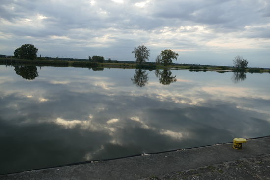 Nach einem stürmischen Nachmittag wird es gegen Abend plötzlich windstill und wir können den Abend an der Oder genießen