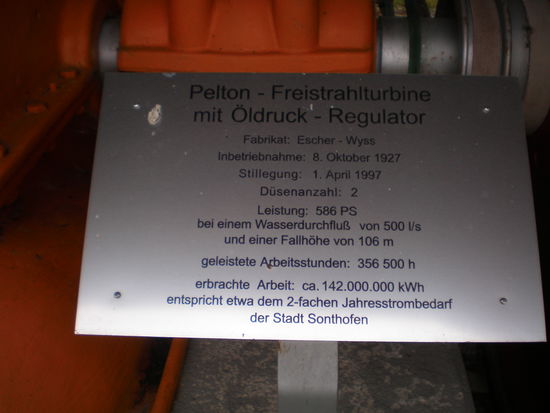 Die Turbine hat 70 Jahre Stom erzeugt.