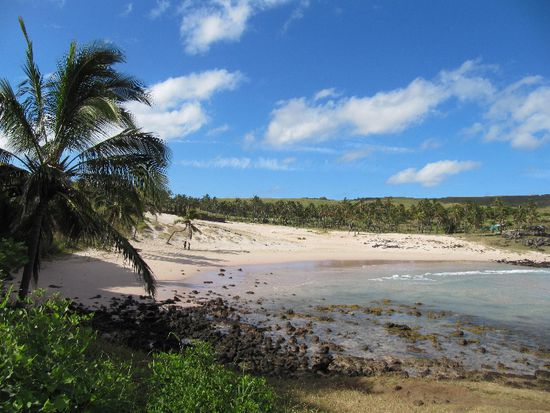 the one and only beach on Rapa Nui