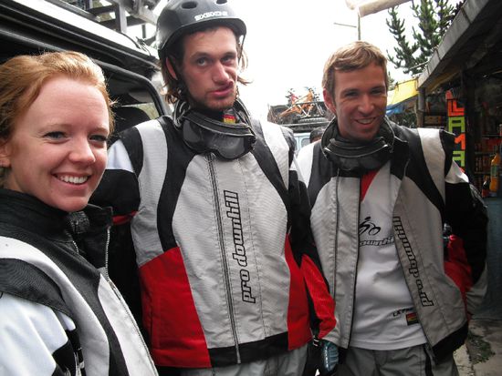 Lillie, Stuart und Andi vor dem Start - da ist noch gut Lachen 