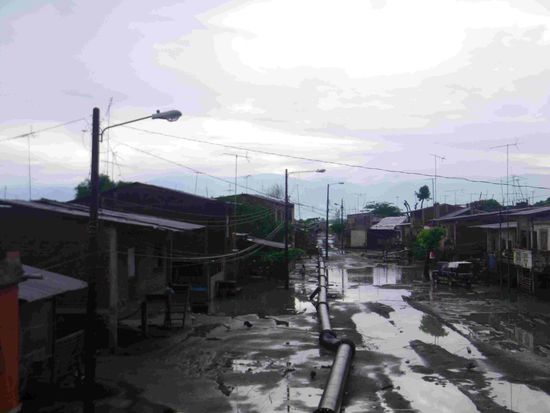 So sieht es hier nach 2 Std. intensivem Regen aus