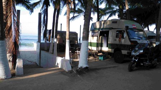 Unser Standplatz mit Blick auf das Meer