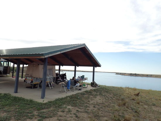 Unser Stellplatz am Stausee