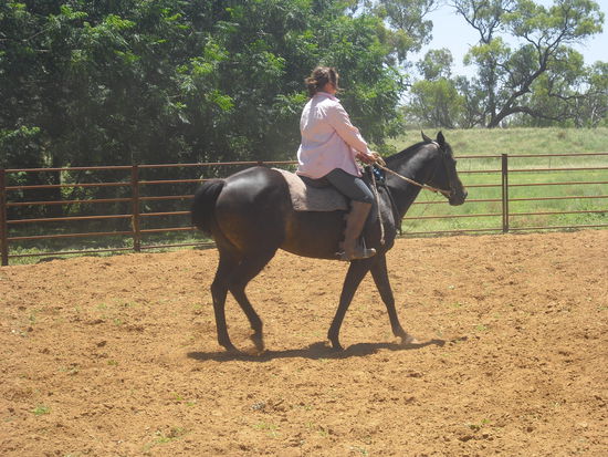 Ich beim Reiten in der Arena