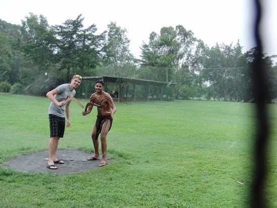 Steffen vor dem Boomerangwurf