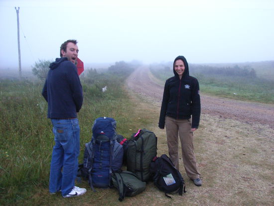Morgens um 7 mitten im Nichts. Und ausgerechnet dieser Morgen war ziemlich kalt...