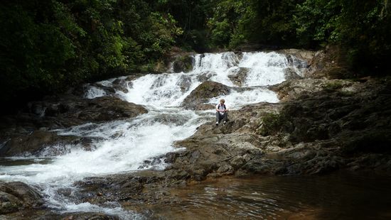 Und der Wasserfall auf der Insel, auf der wir waren.