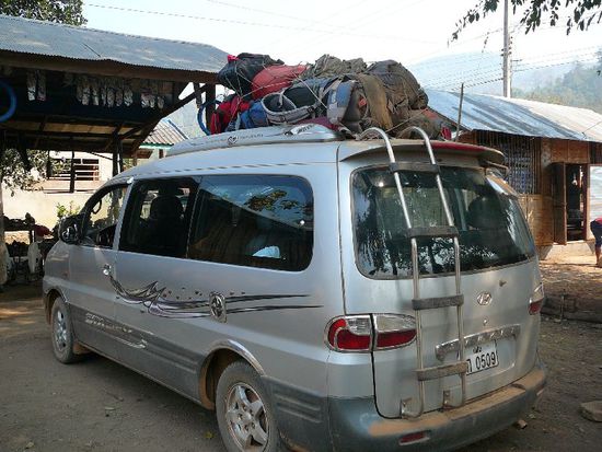 unsere Rucksäcke waren nach der Fahrt total verstaubt!