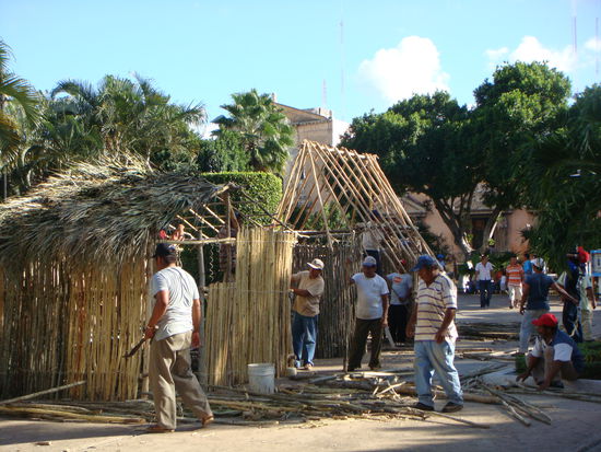 Aufbau der Bambushaeuser