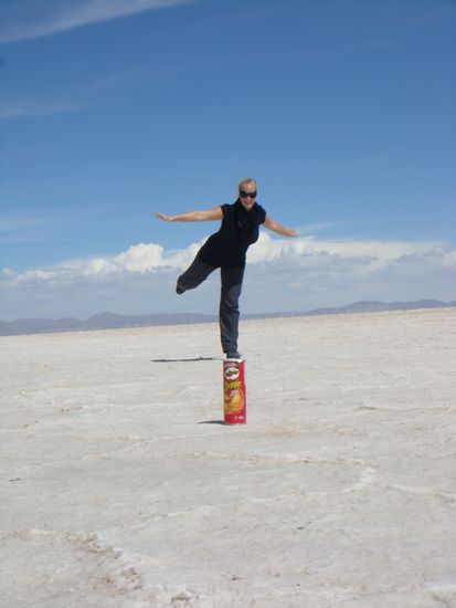 Auf einer Pringles Dose stehen...