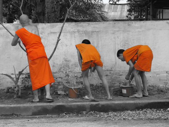 Vorbereitungen fuer das Songkramfest, dem hoechsten buddhistischen Feiertag 