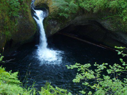 Entlang dem Eagle Creek Trail ging es immer leicht hoch. Eir liefen an schönen Wasserfällen vorbei und ab und zu führte der Weg durch eine Felswand.