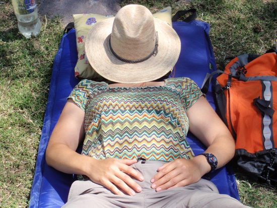 Am dritten Tag eine kurze Pause für mich, bevor es zum Einkaufen für den Rückweg ging.