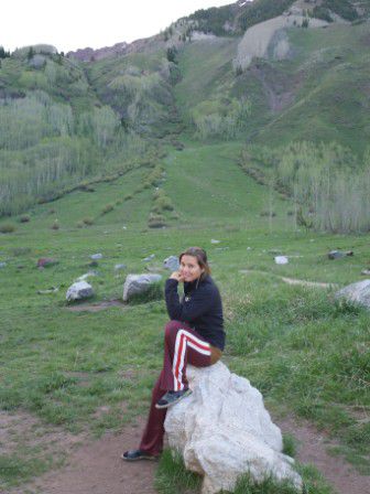 Susanne in Aspen, bei den Maroon Bells (Bergkette) in Colorado