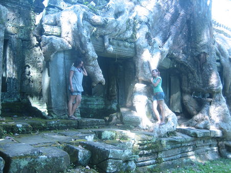 Preah Khan ... riesige Baumwurzeln umschlingen den Tempel und lassen das Ganze mystisch wirken...