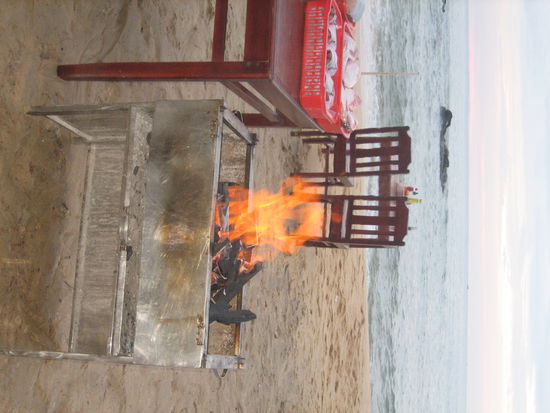 Die Vorbereitungen fuer unser leckeres Fish- BBQ sind voll im Gange...