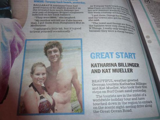 Und waren jetzt sogar schon in einer Australischen Zeitung!!!