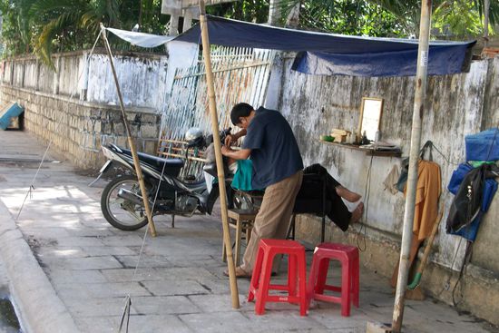 Haha ein Strassenfriseur