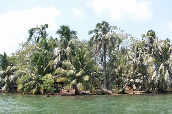 auf unserer Fahrt im Boot zum Haus