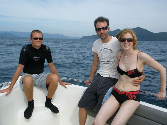 Auf dem Weg zu einem Tauchplazt, links unser Tauchlehrer