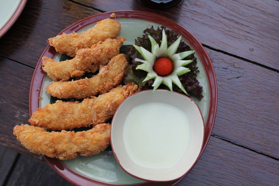 Fried Fish Fingers mit Wasabi Cream Sauce... *yummie*