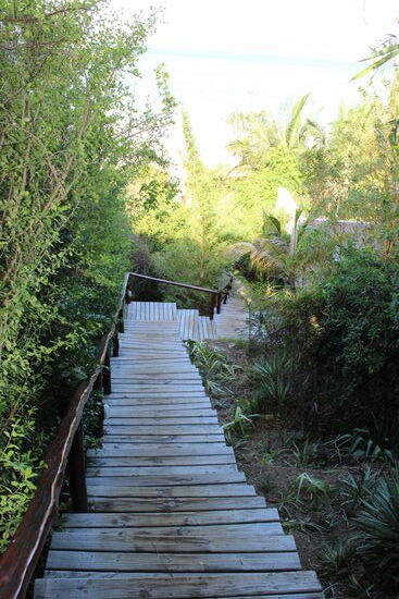 Mehrfach verifiziert: es sind 71 Stufen hinunter zum Meer... aber och zum Hotel eben auch...