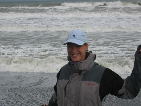 Antje am Strand von Wanganui