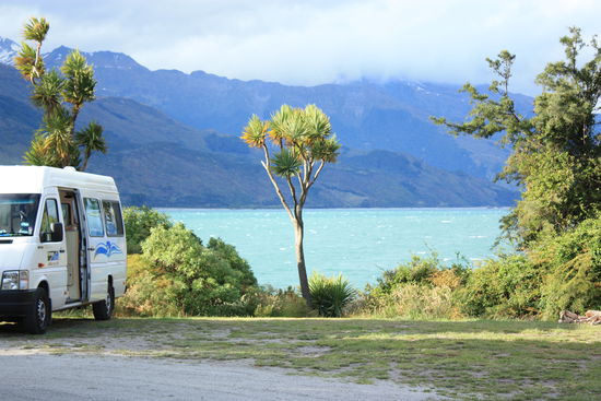 Lake Wanaka, dies war ein super schöner DOC campingplatz, diese kosten nur 6 Dollar pro Person, haben aber auch nur WC, aber was braucht man mehr...