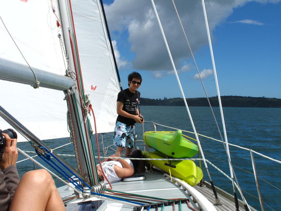 Unser Segelboot mit auf dem Bild Clint