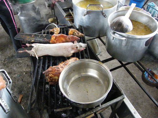 Meerschweinchen am Spiess ... aber nicht wegen uns ... wirklich ...