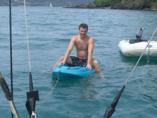 Patrick musste mit dem Kajak hinterher fahren 