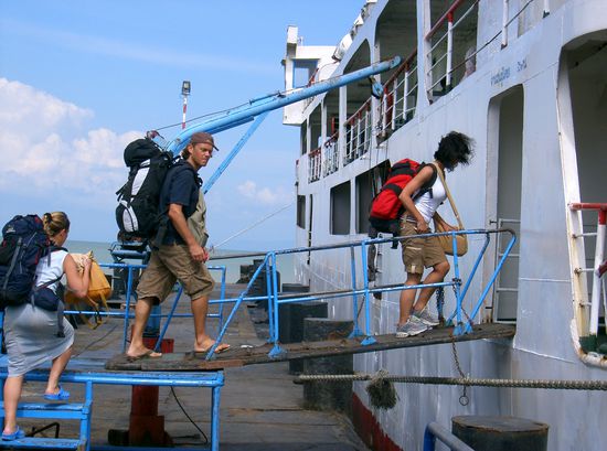 beim Einstieg in die Faehre