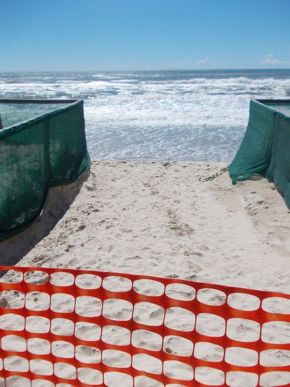 Alle Zugänge gesperrt, hinter dem Sand geht es mindestens 2 m abwärts