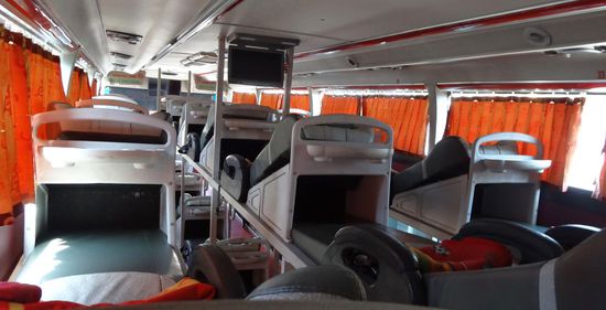 Sleeping Bus - unser Blick von ganz hinten