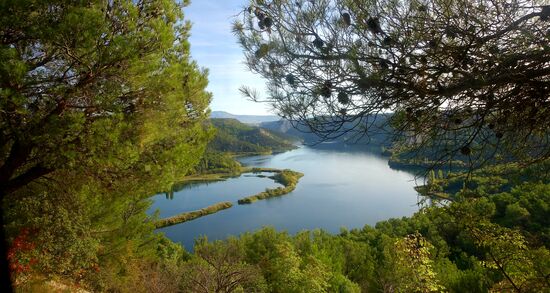 Blick aus dem Bus während der Anfahrt