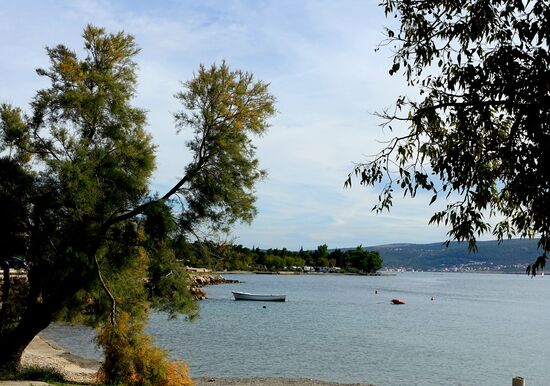 Da hinten bei den Bäumen ist unser Stellplatz