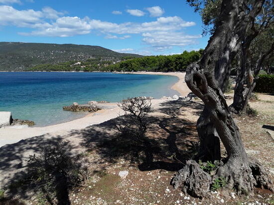 Die wunderschöne langgezogene Badebucht des CP
