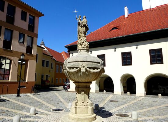 Marienbrunnen auf dem ehemaligen Salzmarkt, dem  Orsolyaplatz
