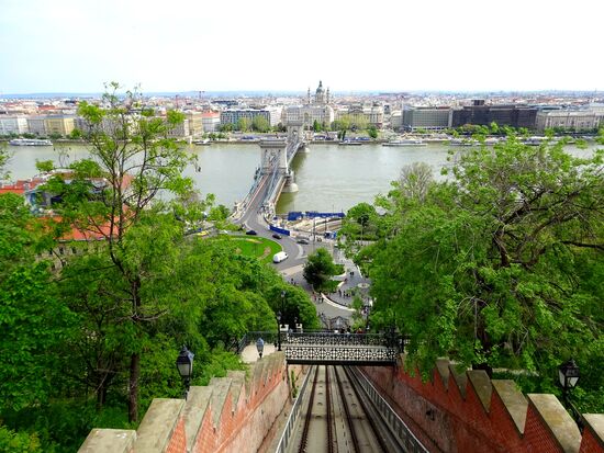 Aussicht von oben auf die Kettenbrücke