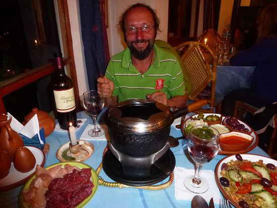 das ist mal wieder ein highlight, fleischfondue im la cupula.