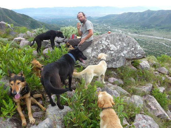 vierbeinige wanderung auf den cerro hinterm haus.