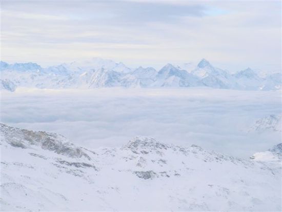 blick vom furggsattel auf bella italia - temperatur ca 25 grad minus...