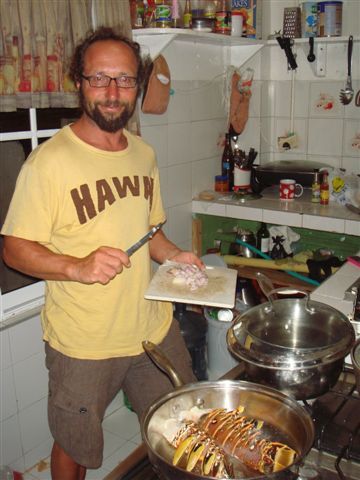 schetty/betschinger kochen voll im gange... hier lobsterspaghetti.