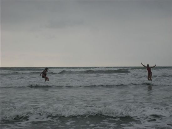 ladies sunset surfing.