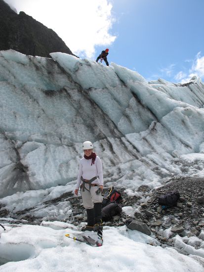 On this little spot we practised for a little while just for getting used to the tools and the crampons on our boots.