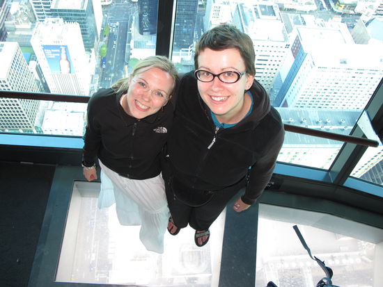 Its unbelievable - there is only glass between us and the 250 meters to the ground! Scary, baby