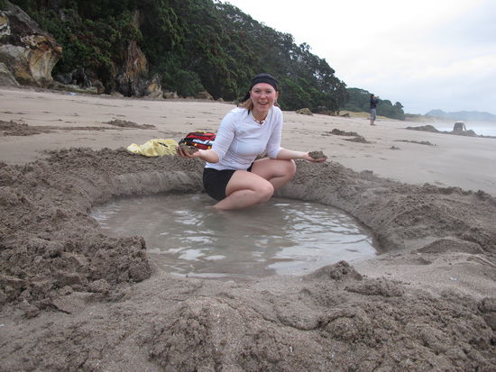 She was successful in digging a Hot Pool with her own hands - early in the morning at 6 am!