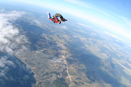 That's Lake Taupo and Taupo city from about 5 km height.